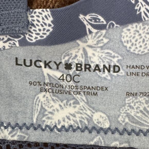 Lucky Brand Bra Womens 40C Blue White Floral Underwire Full Coverage Lace Lined - Picture 6 of 7